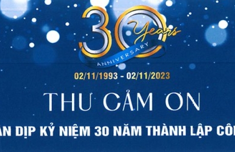 Thư cảm ơn nhân kỷ niệm 30 năm thành lập công ty